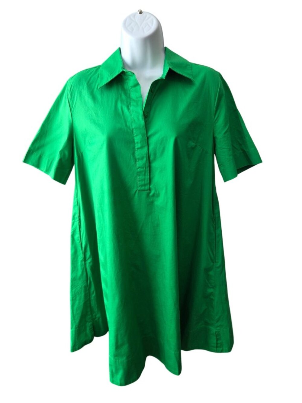 Old Navy Womens XS Green Cotton Popover Shirt Dress Tunic Preppy Coastal Resort